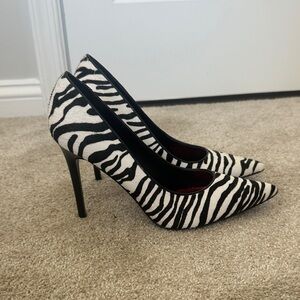 Nine West Black and White Zebra / Calf Hair Heels